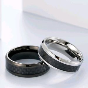 Titanium Black Carbon Fiber Wedding Band Ring